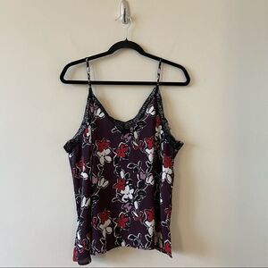 HALOGEN -Floral Lace Trim Camisole